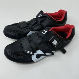 Peloton Cycling Shoes Mens US 9 / EUR 42 Black Red with Cleats Bicycle